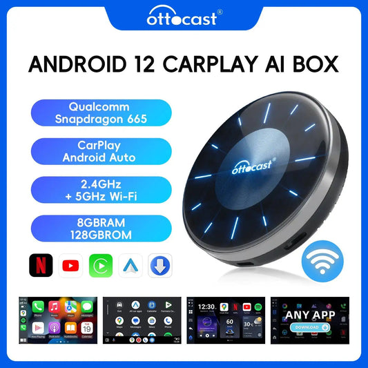 OTTOCAST P3 8GB+128GB CarPlay AI Box Android 12 OS